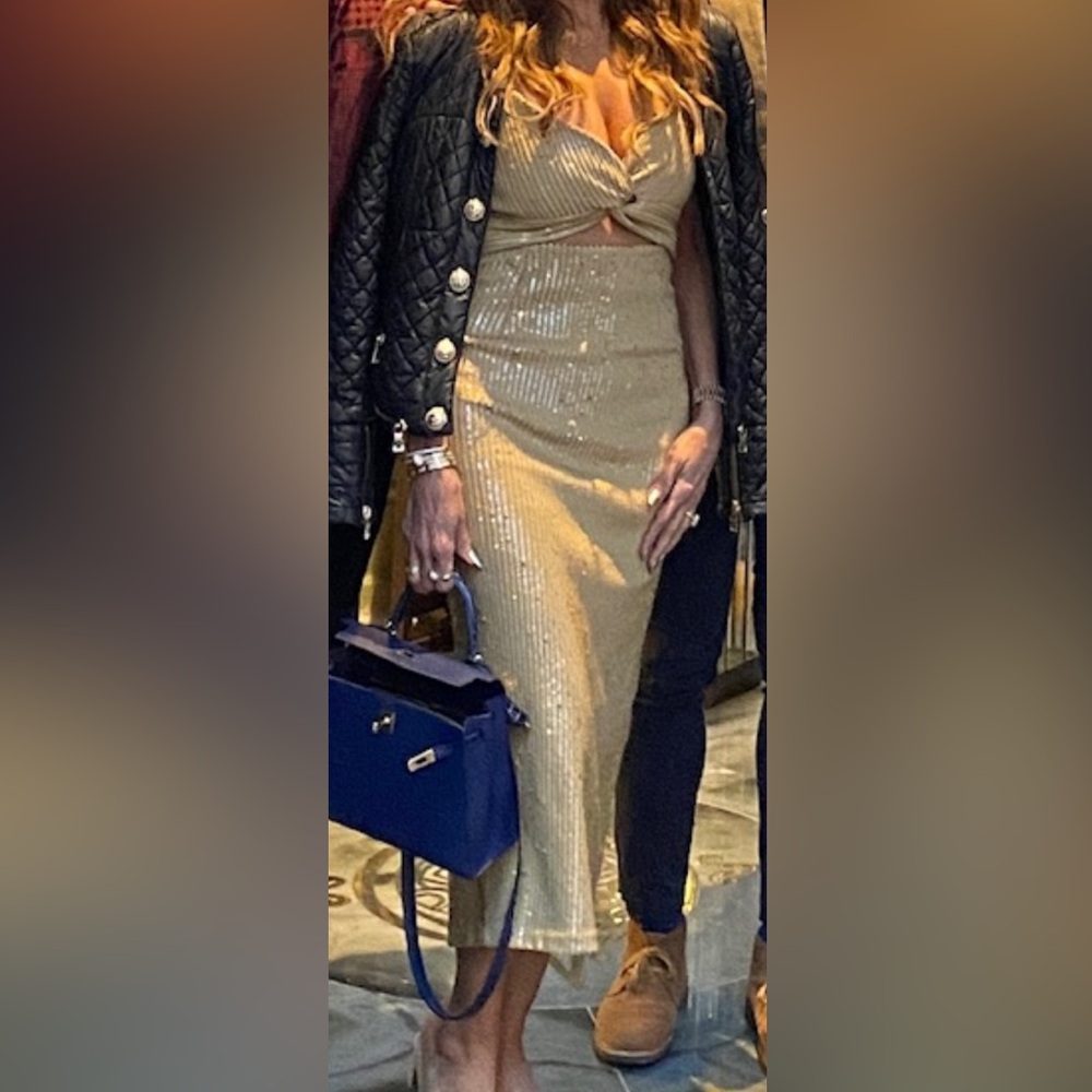 Retrofete Gold Sequin Midi Dress - Picture 1 of 7